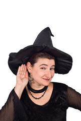 Halloween Witch is Listening you isolated on white