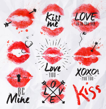 Kiss lipstick signs red