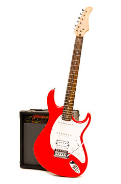 Electric guitar with amplifier