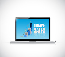 business laptop. growing sales illustration design