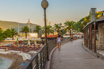 Morning and running. Montenegro, Herceg Novi, in August 2014.