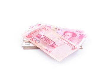 100 Yuan on white background.