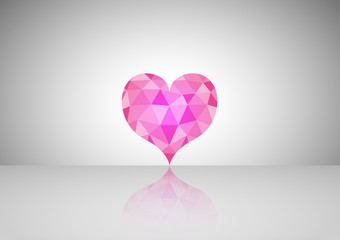 Pink geometric heart with triangles