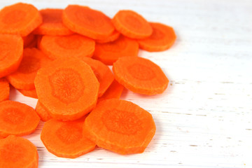 Close up vivid orange carrot slices
