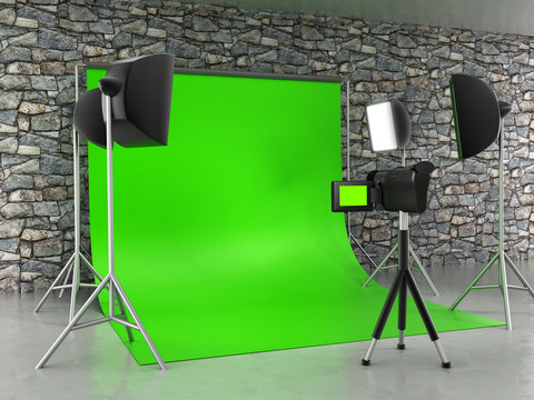 Green screen studio setup
