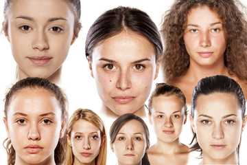 Obraz premium collage - portraits of young beautiful women without make up