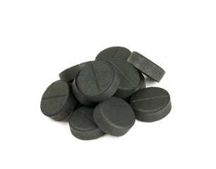 black pills isolated on white