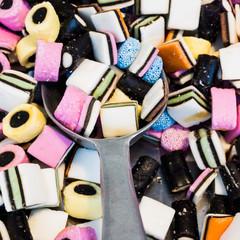 Background made of colorful sweets and candies.  assortment colo