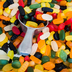 Background made of colorful sweets and candies.  assortment colo