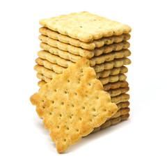 Vegetable cracker on white background