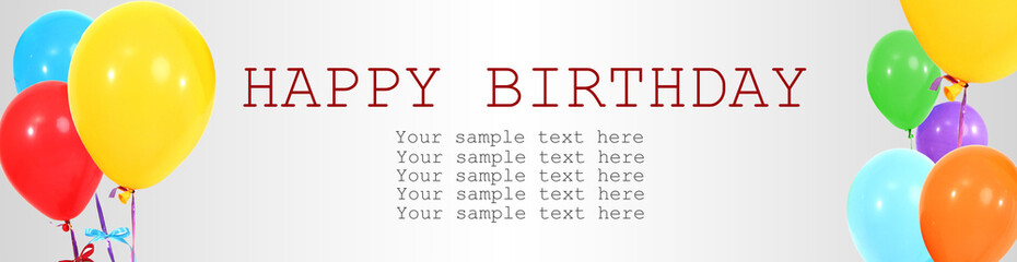 Birthday postcard. Colorful balloons