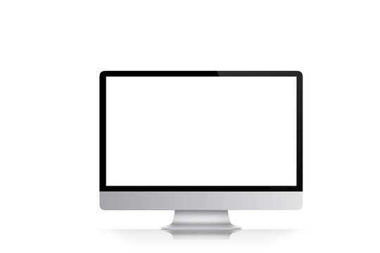 Apple imac aluminium on a white background with reflection