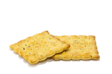Vegetable cracker on white background