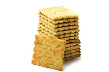 Vegetable cracker on white background