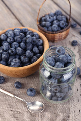 Fresh blueberries on wooden table
