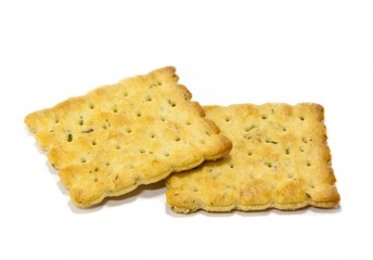 Vegetable cracker on white background