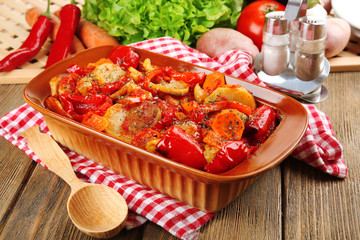Vegetable ragout on table, close-up
