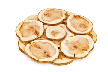 Wooden stand under the hot pan or teapot .