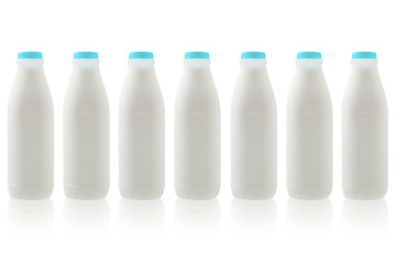 Milk bottles isolated on white background