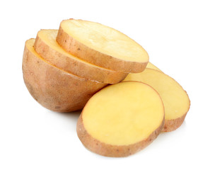Sliced potato isolated on white