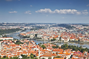 Fototapeta na wymiar Panorama Of Prague. Top view