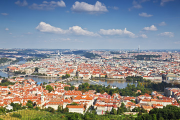 Fototapeta na wymiar Panorama Of Prague. Top view