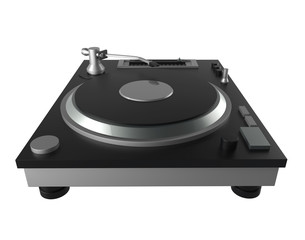 black turntable isolated on white background with clipping mask