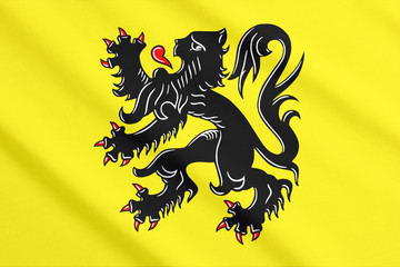 Flag of Flanders waving - obrazy, fototapety, plakaty