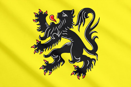 Flag of Flanders waving