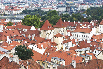 Fototapeta na wymiar Prague roofs. Top view