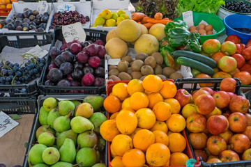 Various fruits at a market