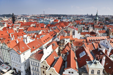 Prague roofs. Top view