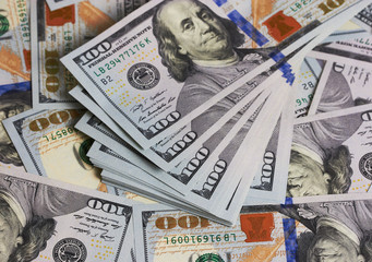 Background dollar bills close up