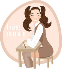 student girl at the desk