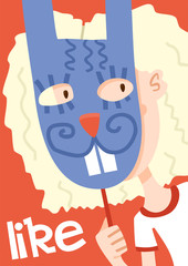 girl in rabbit mask poster