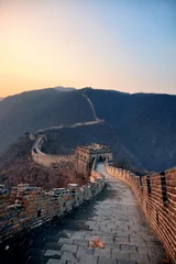 Papier peint photo autocollant rond Mur chinois Great Wall sunset