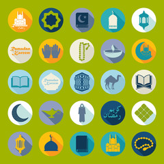 Set of flat icons: Ramadan Kareem