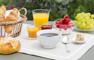 Sunny breakfast in garden