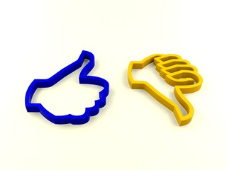 Like or dislike icons on white background