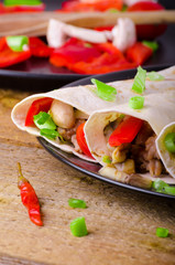 Chicken tortilla with mushrooms, garlic