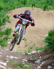 Fototapeta premium vtt de descente - piste de saint pierre de chartreuse