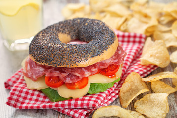 Bagel with Salami