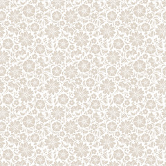 Beige seamless floral pattern. Vector illustration.