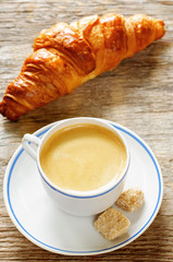 fresh Breakfast with croissants and espresso