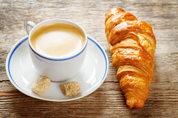 fresh Breakfast with croissants and espresso