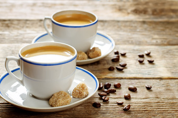 cup espresso coffee with cane sugar
