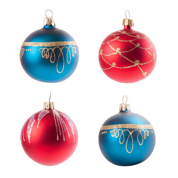 Four christmas decoration ball isolated on white