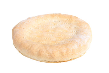 Traditional Uzbek bread handmade isolated on white background. S