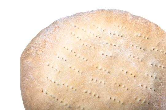 Traditional Uzbek bread handmade isolated on white background.