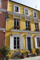 Fototapeta na wymiar Maison jaune de la rue Crémieux à Paris